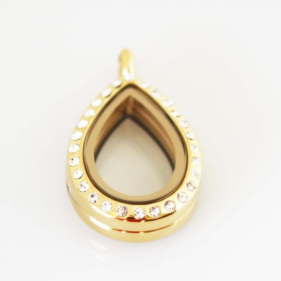 Gold Bling Tiny Teardrop Locket